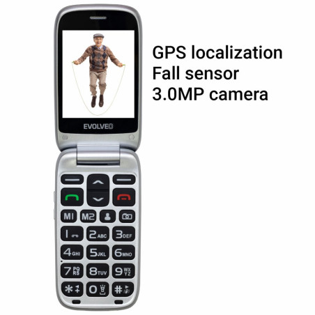 EVOLVEO EasyPhone FS, vyklápací mobilný telefón 2.8" pre seniorov s nabíjacím stojanom (červená farba