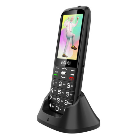 EVOLVEO EasyPhone FS, vyklápací mobilný telefón 2.8" pre seniorov s nabíjacím stojanom (čierna farba)