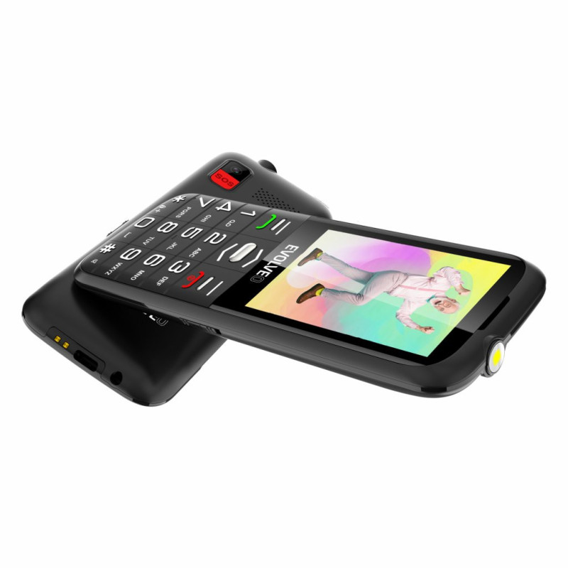 EVOLVEO EasyPhone FS, vyklápací mobilný telefón 2.8" pre seniorov s nabíjacím stojanom (čierna farba)