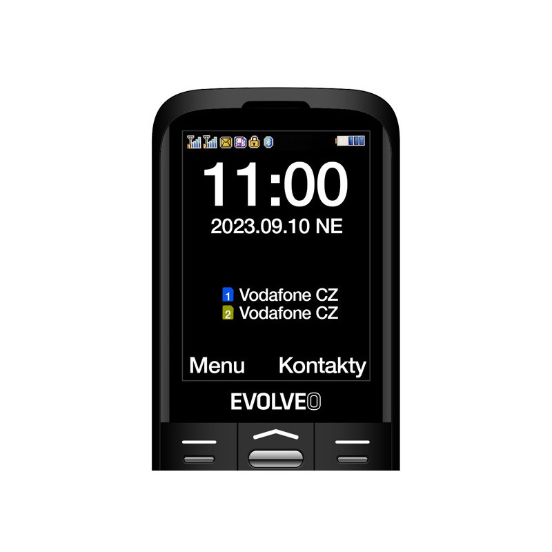 EVOLVEO EasyPhone FS, vyklápací mobilný telefón 2.8" pre seniorov s nabíjacím stojanom (čierna farba)
