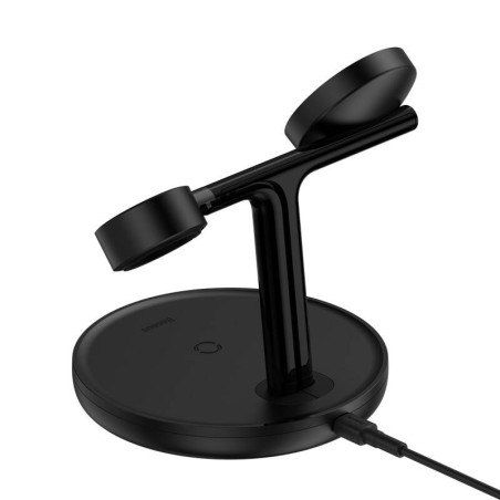 Baseus WXTE000101 Swan 3v1 Bezdrôtový Magnetický Nabíjací Stojan 15W Black