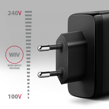 AXAGON ACU-DPQ100, GaN nabíjačka do siete 100W, 3x port (USB-A + dual USB-C), PD3.0/PPS/QC4+/Apple