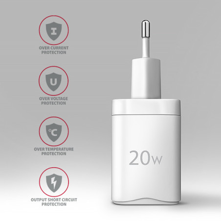 AXAGON ACU-PQ20W nabíjačka do siete 20W, 2x port (USB-A + USB-C), PD3.0/PPS/QC4+/AFC/Apple, biela