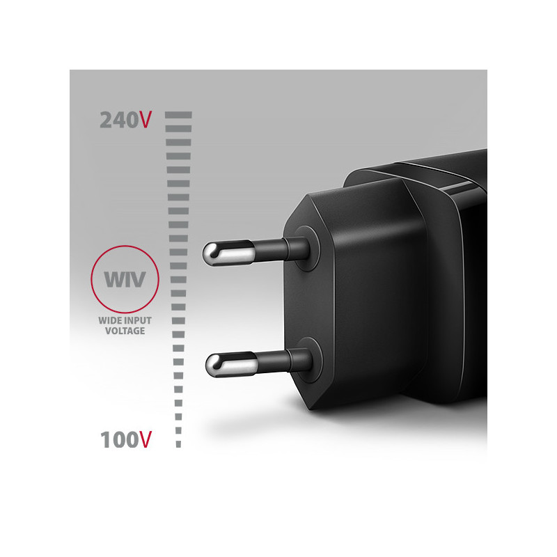AXAGON ACU-PQ20 nabíjačka do siete 20W, 2x port (USB-A + USB-C), PD3.0/PPS/QC4+/AFC/Apple, čierna