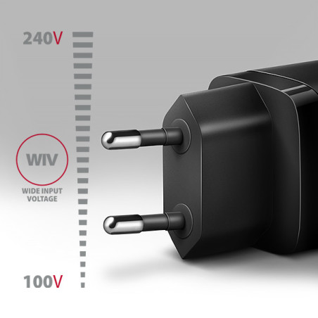 AXAGON ACU-PQ20 nabíjačka do siete 20W, 2x port (USB-A + USB-C), PD3.0/PPS/QC4+/AFC/Apple, čierna
