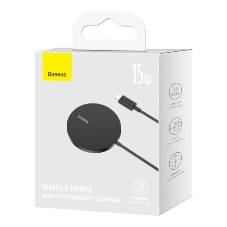 Baseus Bezdrôtová nabíjačka do siete Simple Mini3 15W USB-C čierna