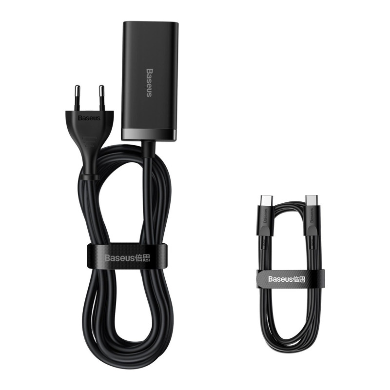 Baseus Rýchlonabíjačka do siete GaN3, 2x USB-A, 2x USB-C 100W čierna