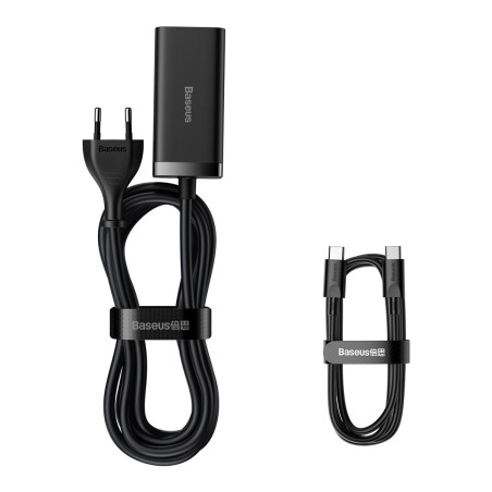 Baseus Rýchlonabíjačka do siete GaN3, 2x USB-A, 2x USB-C 100W čierna