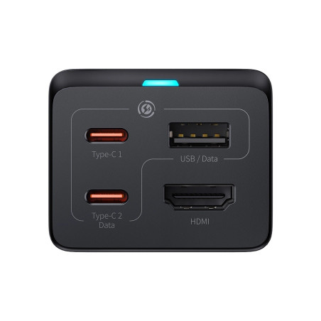Baseus Nabíjačka do siete GaN5 Pro 2x USB-C/USB-A/HDMI 67W kábel 1.5m/USB-C kábel 1m čierna