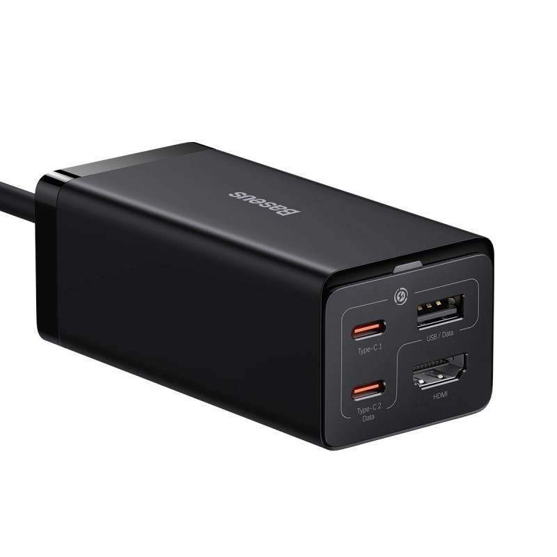 Baseus Nabíjačka do siete GaN5 Pro 2x USB-C/USB-A/HDMI 67W kábel 1.5m/USB-C kábel 1m čierna