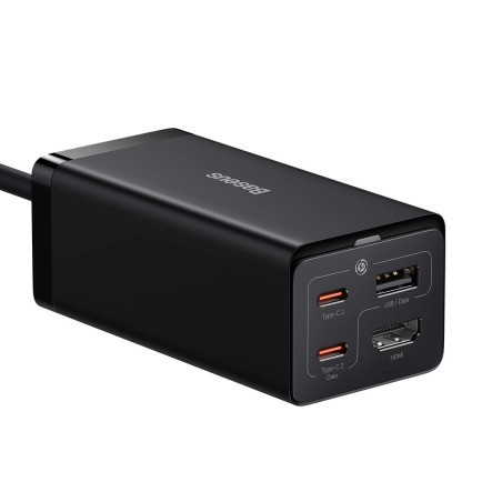 Baseus Nabíjačka do siete GaN5 Pro 2x USB-C/USB-A/HDMI 67W kábel 1.5m/USB-C kábel 1m čierna