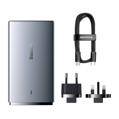 Baseus Nabíjačka do siete GaN5 Pro Ultra Slim USB-C/USB-A 65 W sivá