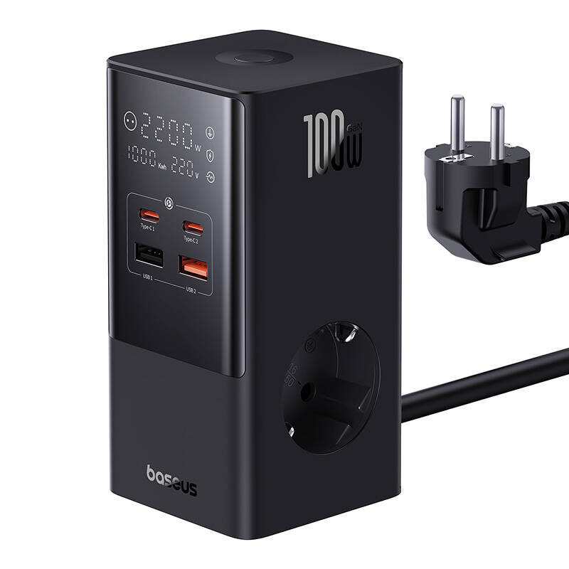 Nabíjacia stanica Baseus PowerCombo Tower 100W EU čierna
