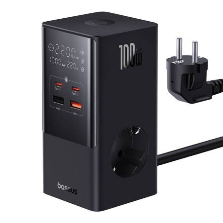 Nabíjacia stanica Baseus PowerCombo Tower 100W EU čierna