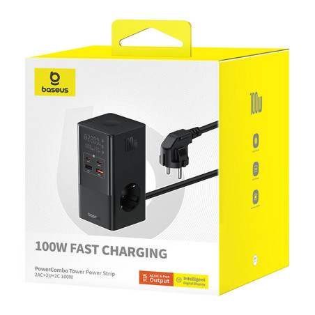 Nabíjacia stanica Baseus PowerCombo Tower 100W EU čierna