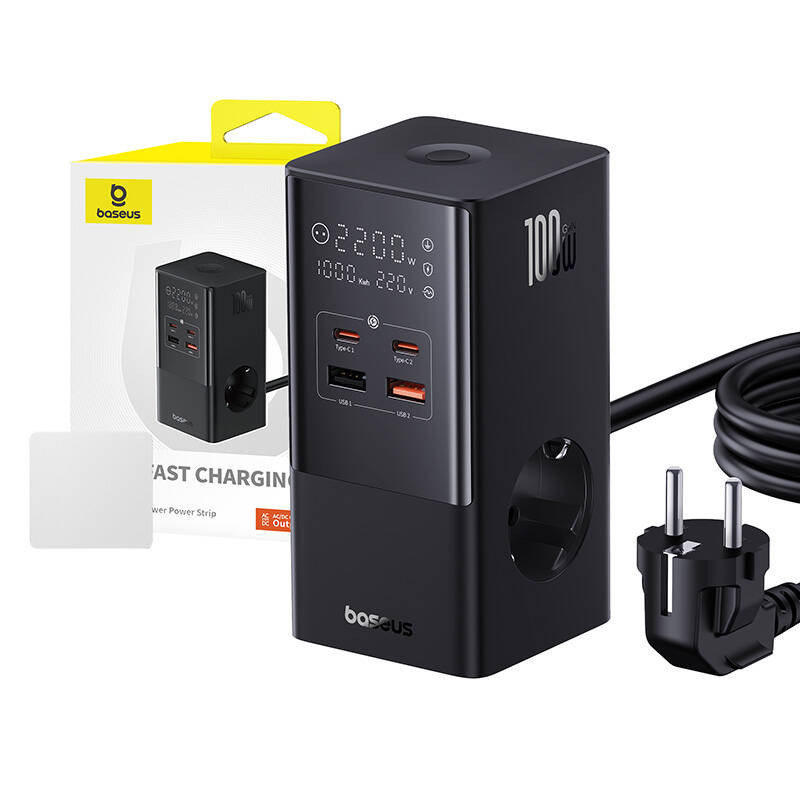 Nabíjacia stanica Baseus PowerCombo Tower 100W EU čierna