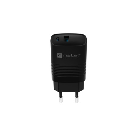 Univerzálna USB nabíjačka Natec RIBERA GaN 30 W, 1X USB-A, 1X USB-C, čierna