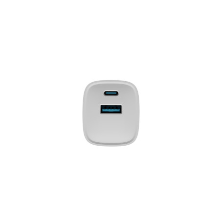 Univerzálna USB nabíjačka Natec RIBERA GaN 30W, 1X USB-A, 1X USB-C, Biela