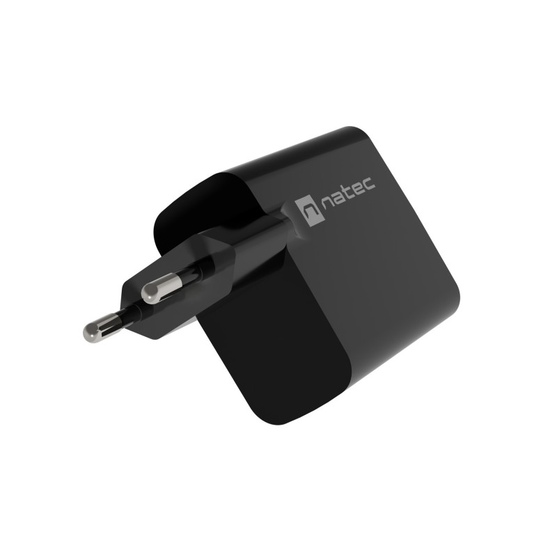 Univerzálna USB nabíjačka Natec RIBERA GaN 45W, 1X USB-A, 1X USB-C, čierna