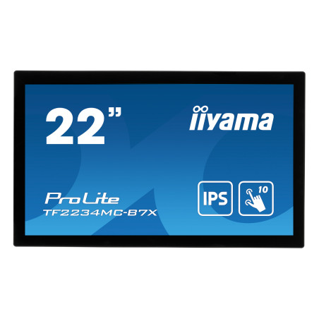 22" iiyama TF2234MC-B7X: IPS, FullHD, capacitive, 10P, 350cd/m2, VGA, DP, HDMI, IP65, čierny