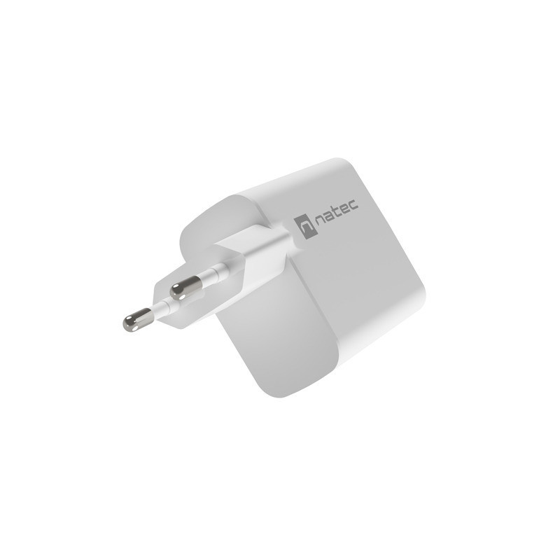 Univerzálna USB nabíjačka Natec RIBERA GaN 1X USB-A + 1X USB-C 65W, Biela