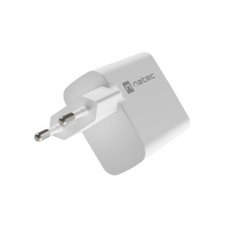 Univerzálna USB nabíjačka Natec RIBERA GaN 1X USB-A + 1X USB-C 65W, Biela