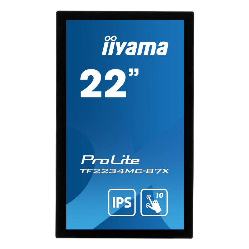 22" iiyama TF2234MC-B7X: IPS, FullHD, capacitive, 10P, 350cd/m2, VGA, DP, HDMI, IP65, čierny