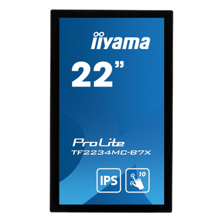 22" iiyama TF2234MC-B7X: IPS, FullHD, capacitive, 10P, 350cd/m2, VGA, DP, HDMI, IP65, čierny