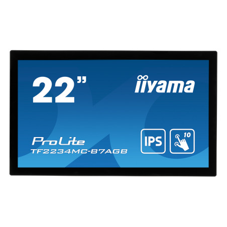 22" iiyama TF2234MC-B7AGB: IPS, FullHD, capacitive, 10P, 350cd/m2, VGA, HDMI, DP, IP65, čierny
