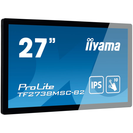 27" iiyama TF2738MSC-B2: IPS, FullHD, capacitive, 10P, 500cd/m2, DP, HDMI, DVI, 16/7, IP1X, čierny
