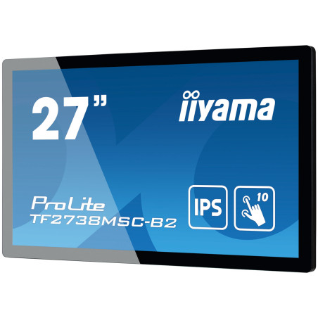 27" iiyama TF2738MSC-B2: IPS, FullHD, capacitive, 10P, 500cd/m2, DP, HDMI, DVI, 16/7, IP1X, čierny