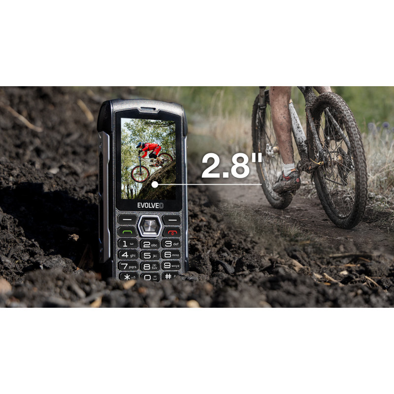 EVOLVEO StrongPhone H1, vodotesný odolný Dual SIM telefón, čierna-strieborná