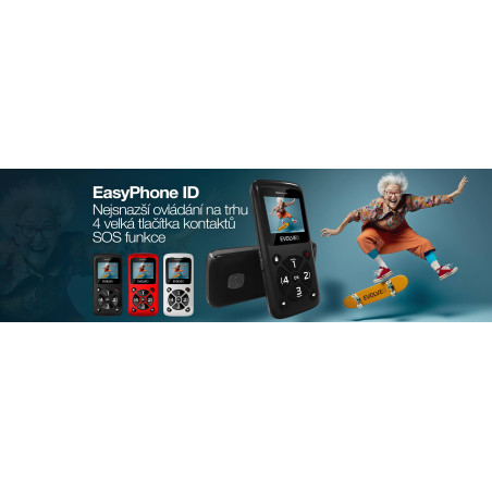 EVOLVEO EasyPhone ID, mobilný telefón pre seniorov, čierna