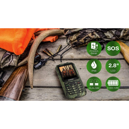 EVOLVEO StrongPhone Z6, vodotesný odolný Dual SIM telefón, lovecká kamufláž