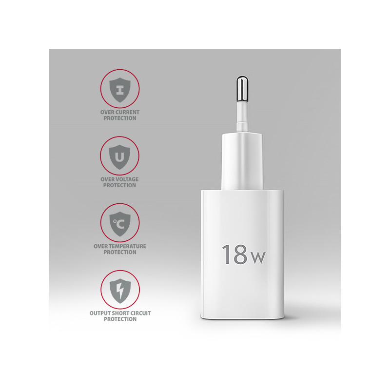 AXAGON ACU-QC18W, nabíjačka do siete 18W, 1x port USB-A, QC3.0/AFC/Apple, biela