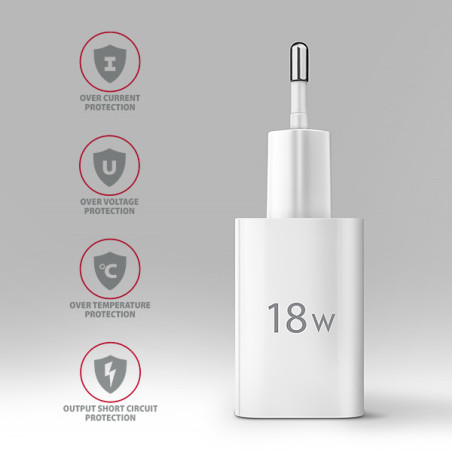 AXAGON ACU-QC18W, nabíjačka do siete 18W, 1x port USB-A, QC3.0/AFC/Apple, biela