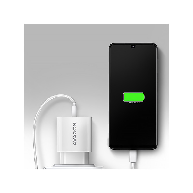 AXAGON ACU-QC18W, nabíjačka do siete 18W, 1x port USB-A, QC3.0/AFC/Apple, biela