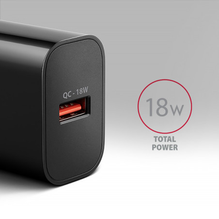 AXAGON ACU-QC18, nabíjačka do siete 18W, 1x port USB-A, QC3.0/AFC/Apple, čierna