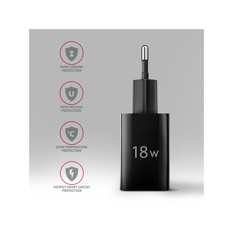 AXAGON ACU-QC18, nabíjačka do siete 18W, 1x port USB-A, QC3.0/AFC/Apple, čierna