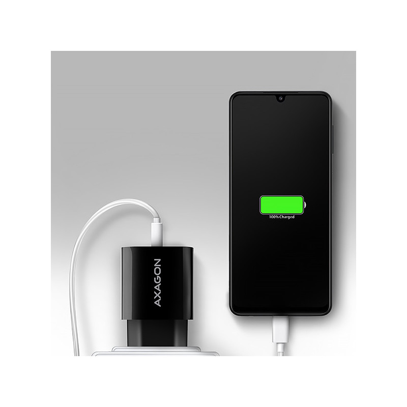 AXAGON ACU-QC18, nabíjačka do siete 18W, 1x port USB-A, QC3.0/AFC/Apple, čierna