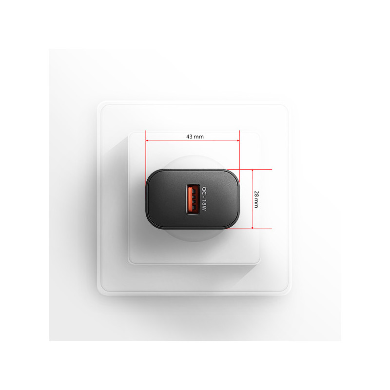 AXAGON ACU-QC18, nabíjačka do siete 18W, 1x port USB-A, QC3.0/AFC/Apple, čierna