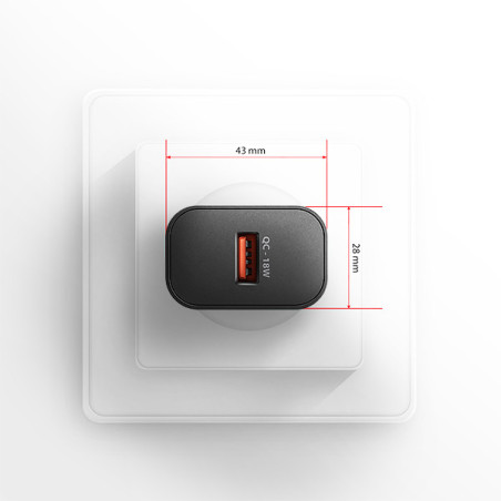AXAGON ACU-QC18, nabíjačka do siete 18W, 1x port USB-A, QC3.0/AFC/Apple, čierna