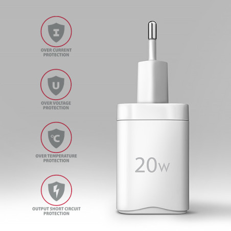 AXAGON ACU-PD20W, nabíjačka do siete 20W, 1x port USB-C, PD3.0/PPS/QC4+/AFC/Apple, biela