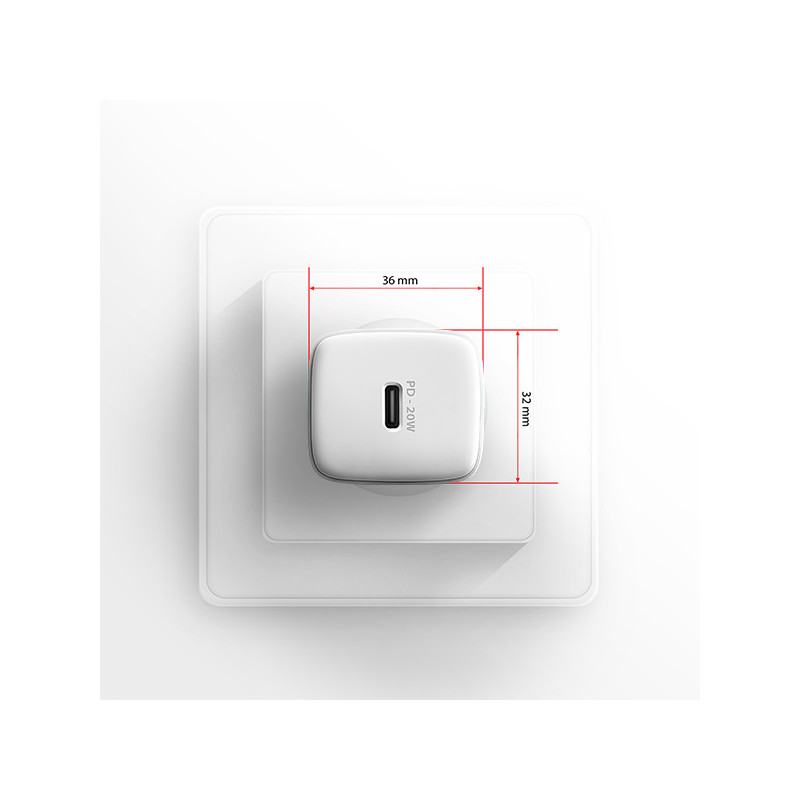 AXAGON ACU-PD20W, nabíjačka do siete 20W, 1x port USB-C, PD3.0/PPS/QC4+/AFC/Apple, biela