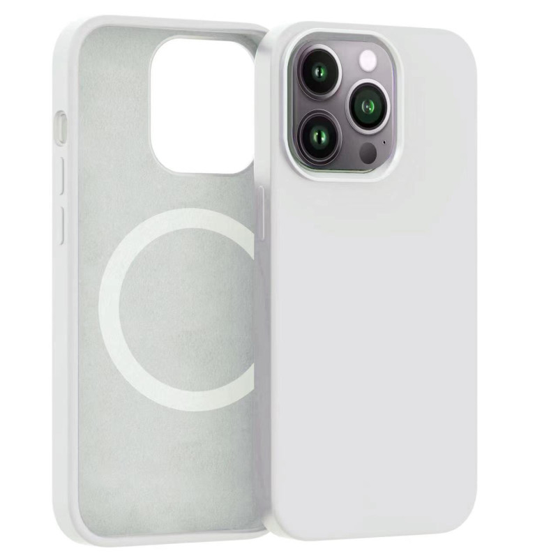 ER POWER Silikónový kryt CARNEVAL SNAP pre iPhone 14 plus s MagSafe - biela