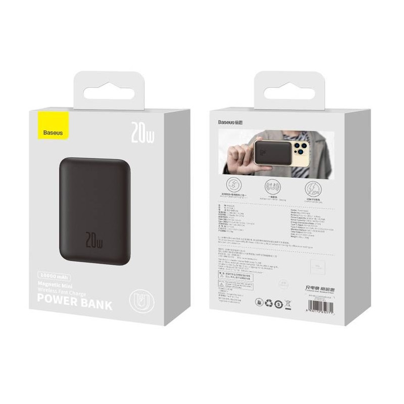 Baseus Magnetická Powerbanka 10000mAh 20W Black