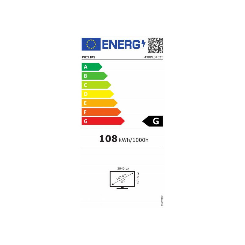 43" D-LED Philips 43BDL3452T-UHD, IPS, 400c, IR, 18/7