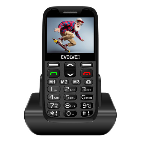 EVOLVEO EasyPhone XR, mobilný telefón pre seniorov s nabíjacím stojanom, čierna