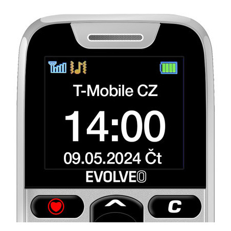 EVOLVEO EasyPhone, mobilný telefón pre seniorov s nabíjacím stojanom, biela