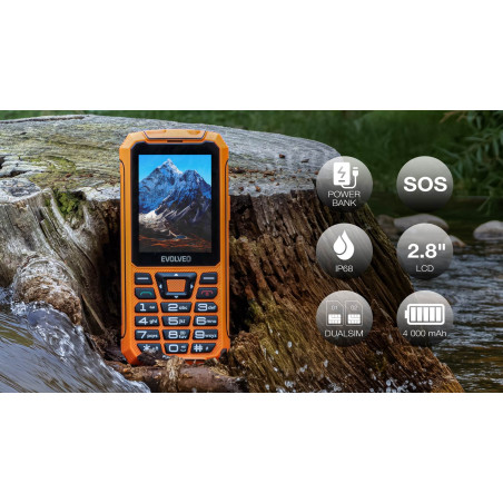 EVOLVEO StrongPhone Z6, vodotesný odolný Dual SIM telefón, oranžová